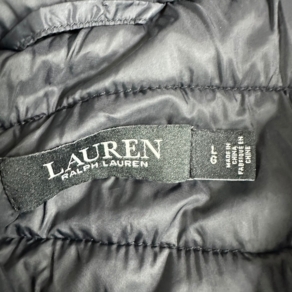 Lauren Ralph Lauren Women's Black Quilted Hybrid Zip Up Hooded Jacket Size L - Picture 4 of 12